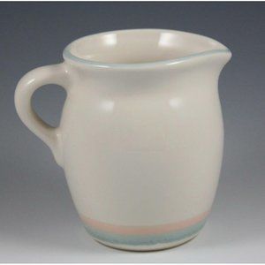 Pfaltzgraff Stoneware Sunrise Blue & Peach Bands Creamer Discontinued EUC